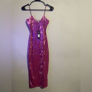 Fashion Nova Pink Bodycon Midi Dress Spaghetti Strap